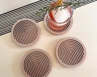 Set of 4 Copper Geometric Coasters - Drinks Coasters - Wooden Coasters - Geometric Coasters - Modern Coasters - Copper Coasters - Metallic