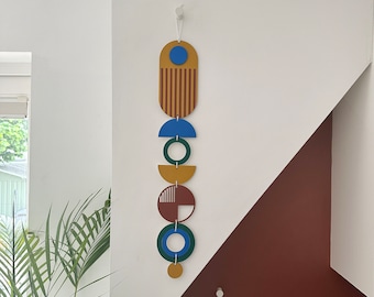 Handmade Geometric Plywood Wall Hanging – Mid-Century Modern Decor