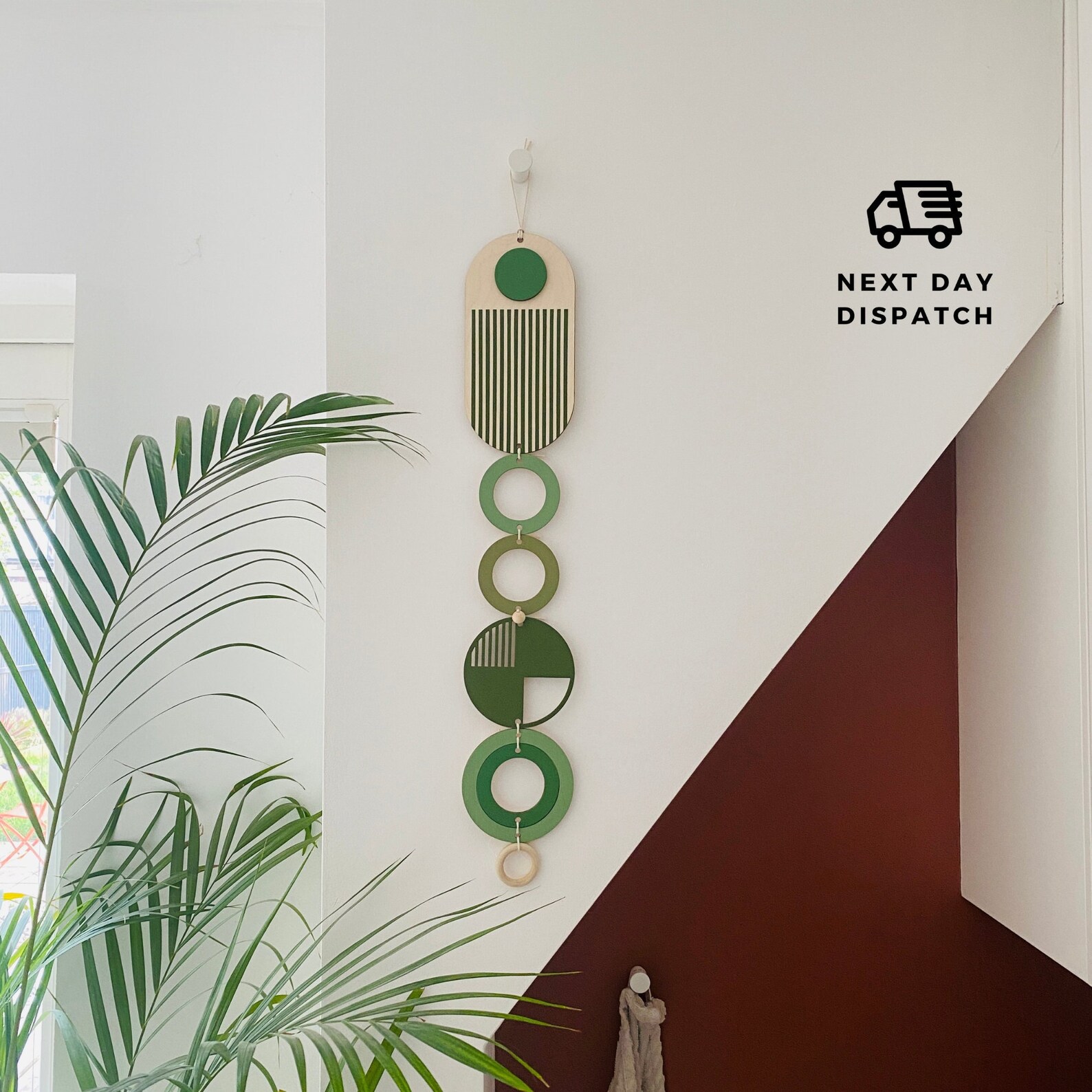 Green Modern Wall Art Handmade Birch Plywood Hanging 68cm Etsy