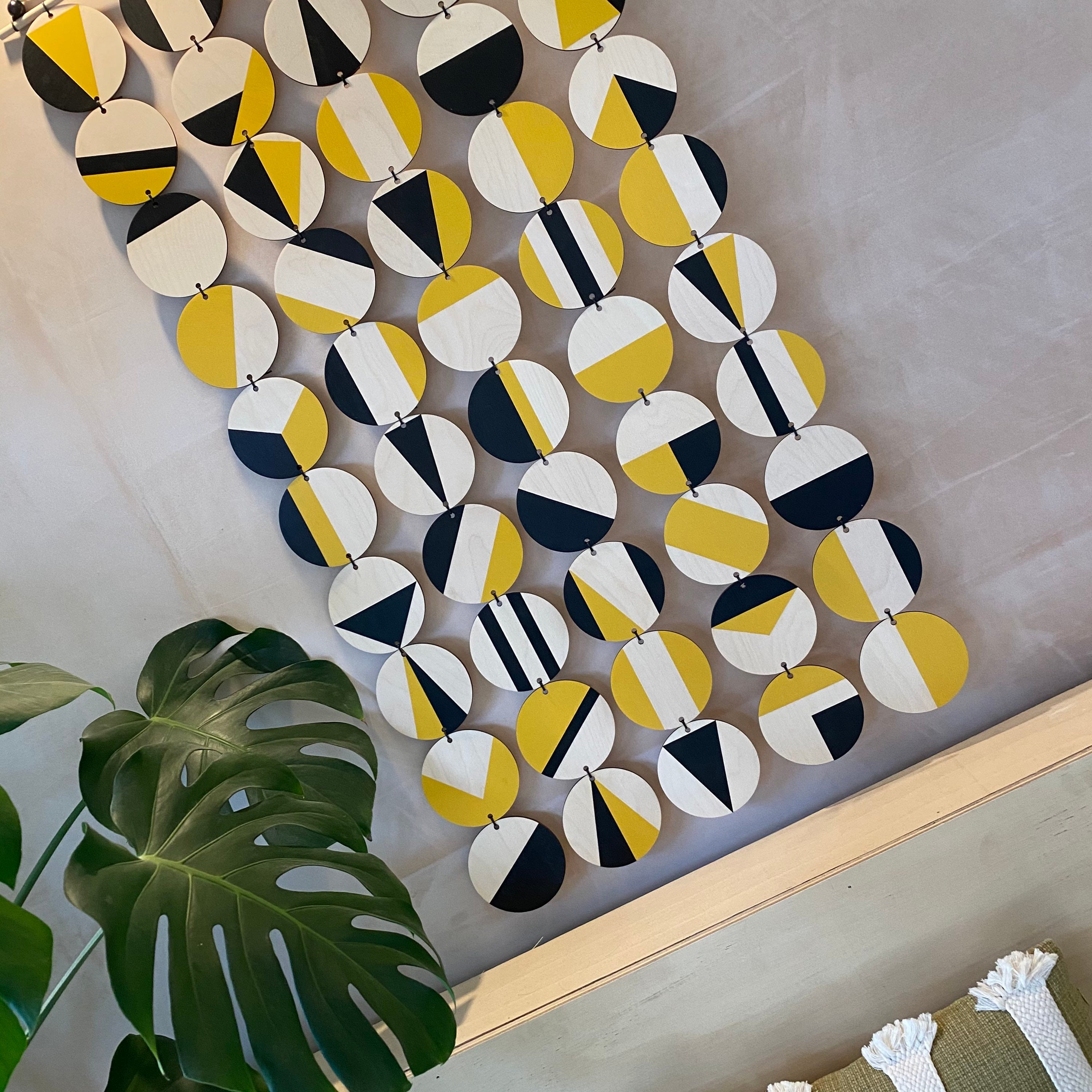 Black and Yellow Wall Art Large Decoration Huge Geometric Etsy