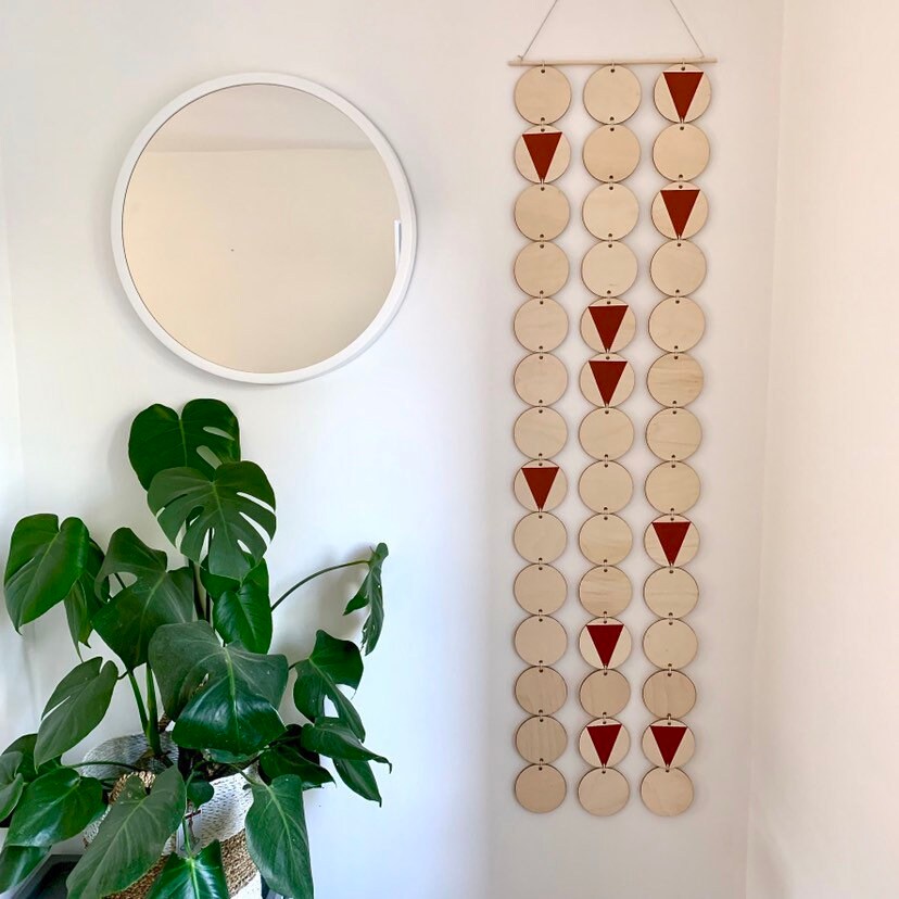 Accrochage Mural - Très Grande Tenture Murale Orange Brûlé Géométrique Art Scandinave Décoration Pou