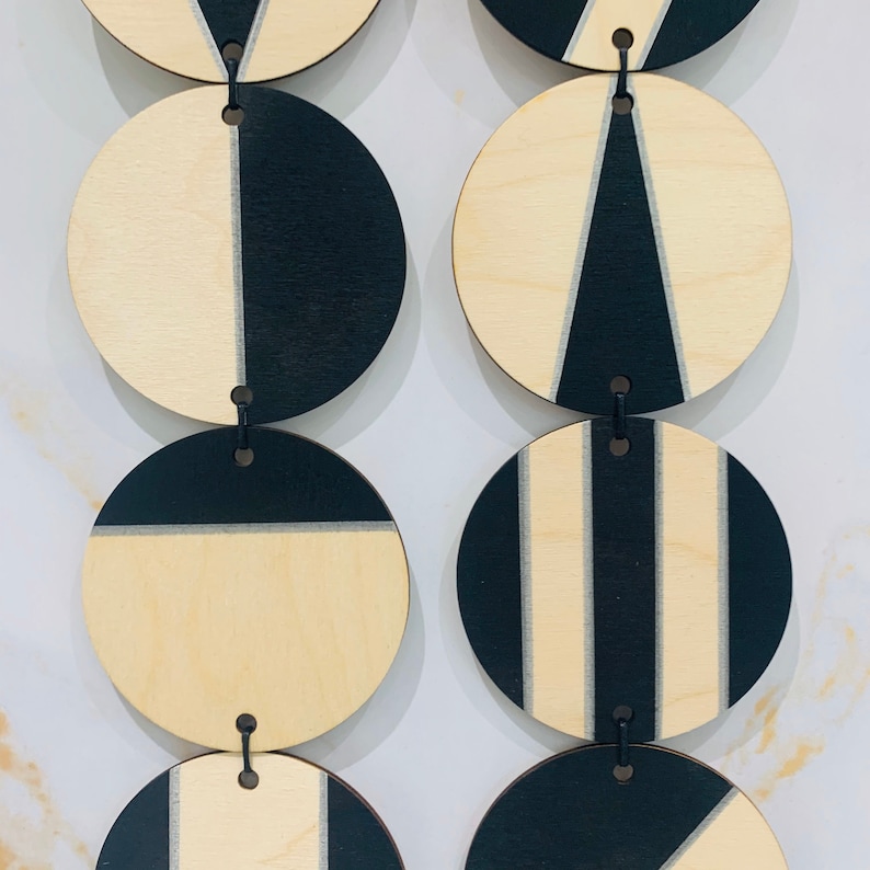 Wall Hanging Black & Silver Geometric Plywood Art Etsy