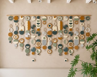 Huge Abstract Wall Art – Handmade Geometric Modern Wall Hanging - Living Room Decor