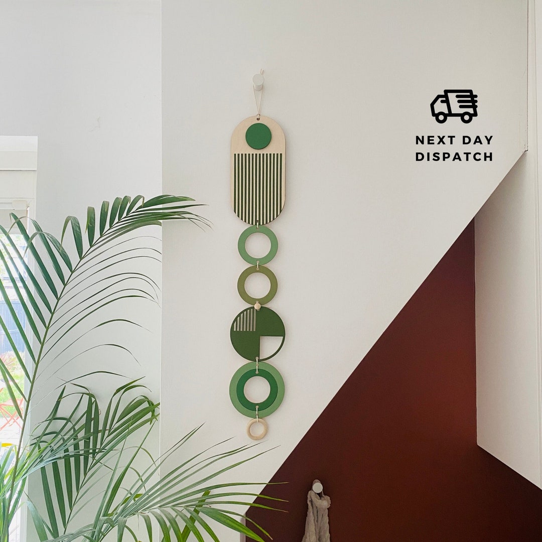 Green Modern Wall Art - Handmade Birch Plywood Hanging - 68cm x 10cm - Mid-Century Wall Decor - Unique Wood Pattern - Shop Small on Etsy