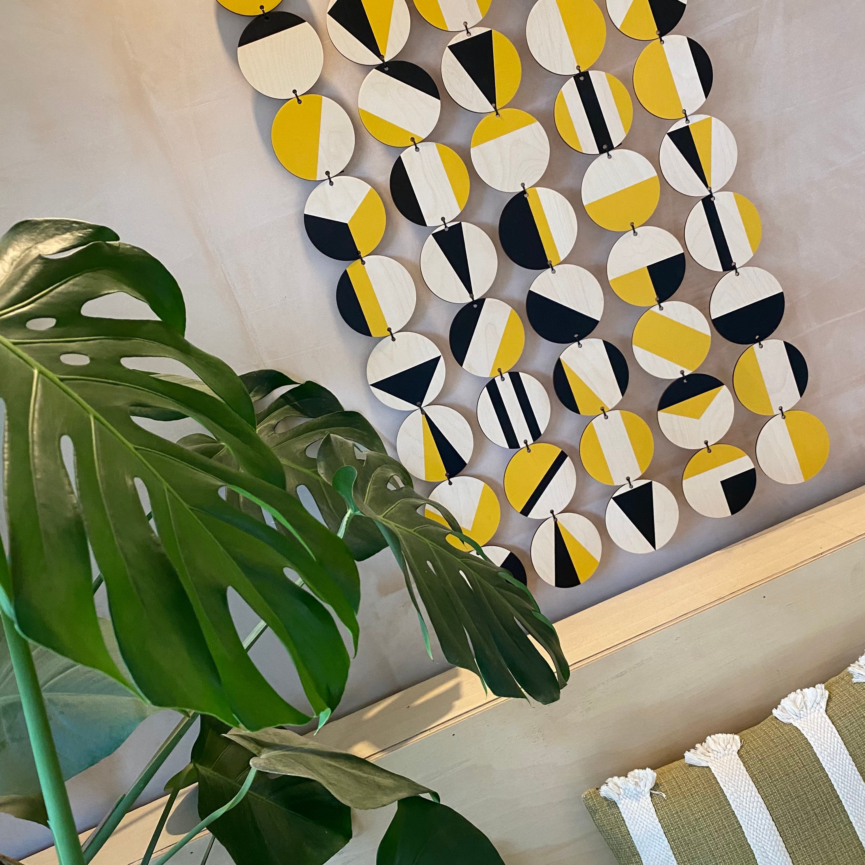 Black and Yellow Wall Art Large Decoration Huge Geometric Etsy