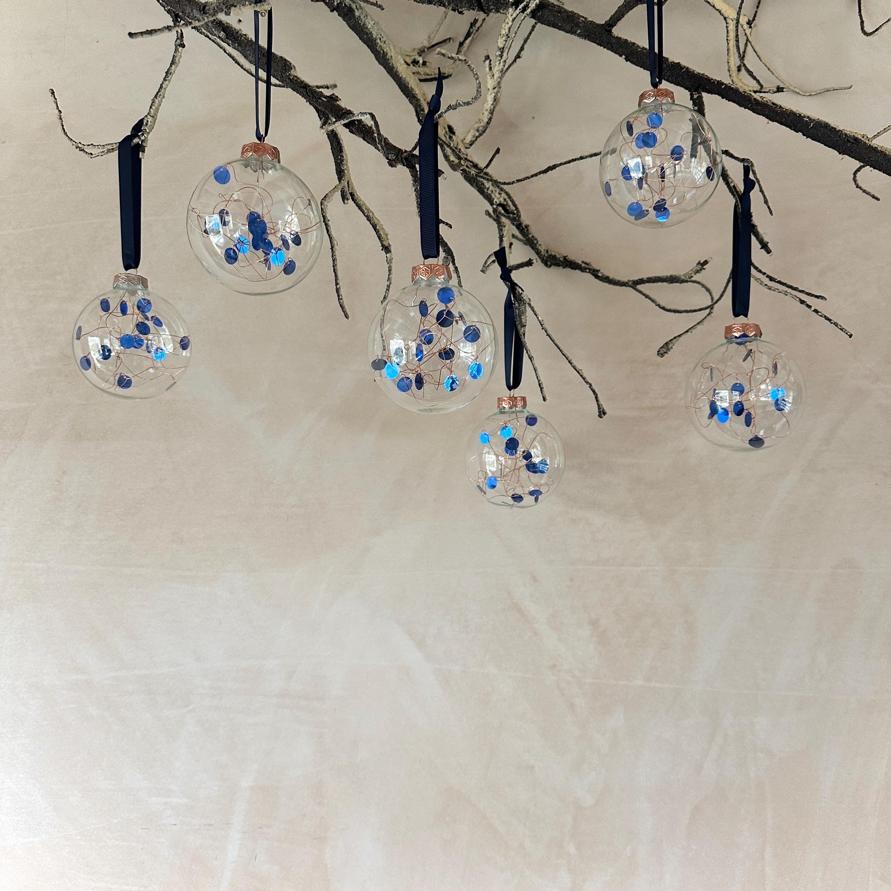 36 Stunning DIY Christmas Tree Decoration Ideas 11 Blue Sequin Bauble Set - Handmade Christmas Ornaments with Copper…