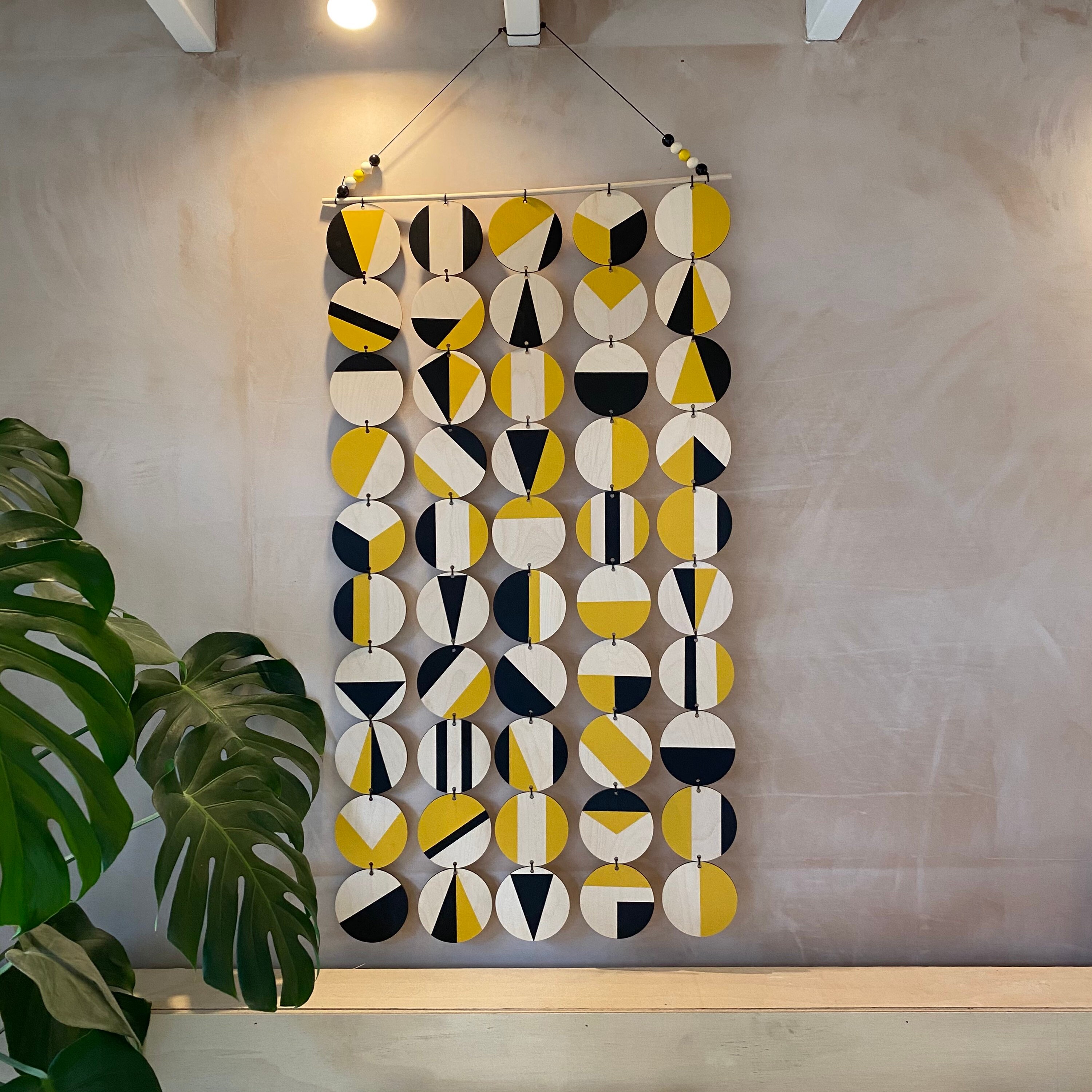 Black and Yellow Wall Art Large Decoration Huge Geometric Etsy