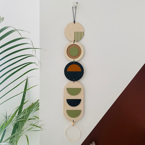 Geometric Wall Hanging Tapestry Modern Minimal Home Decor Wooden Wall Art Trendy Wall Decoration Long Format Art Piece Etsy UK