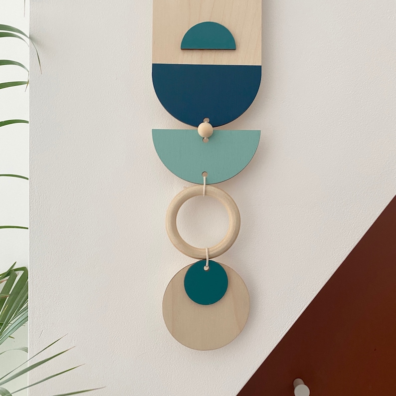 Blue Modern Wall Art Geometric Artwork Minimal Home Decor Etsy