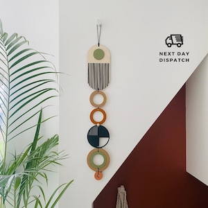 Moderne Wandkunst - Geometrisches Kunstwerk - Minimalistisches Wohndekor - Neuer Wohntrend - Schlanke Mittelstückkunst - Langer Wandteppich - Holzkunst