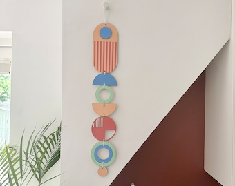 Colourful Wall Hanging - Bright Pink Decor - Fun Pink Wall Decor - Slim Long Art - Thin Wall Hanging - New Home Gift - Pink Wall Art