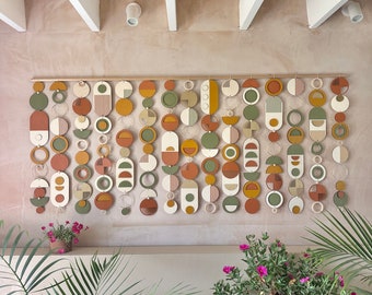 Large Geometric Wood Wall Art – Handmade Mid-Century Modern Sculpture