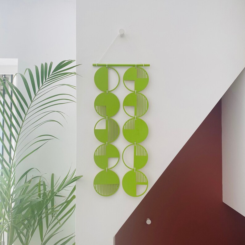 Lime Green Wall Hanging Geometric Art Plywood Decor Etsy