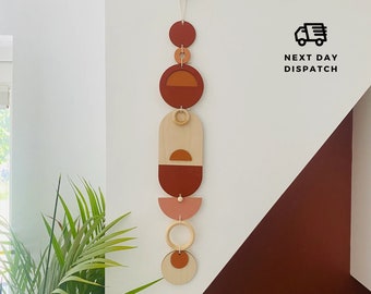 Bauhaus Wall Art - Geometric Wall Art - Warm Decor - Wood Wall Art - Sunset Art