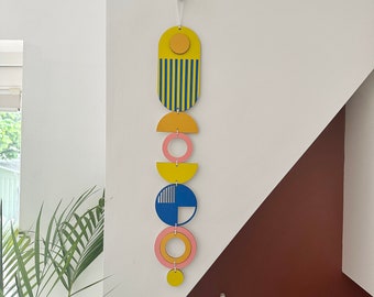 Bright Wall Hanging - Eclectic Hanging Art - Colourful Wall Decor - Slim Long Art - Thin Wall Hanging - New Home Gift - Custom Wall Art