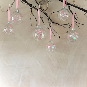 Sequin Tree Ornament - Xmas Decor - Pink Bauble - Bright Christmas Decor