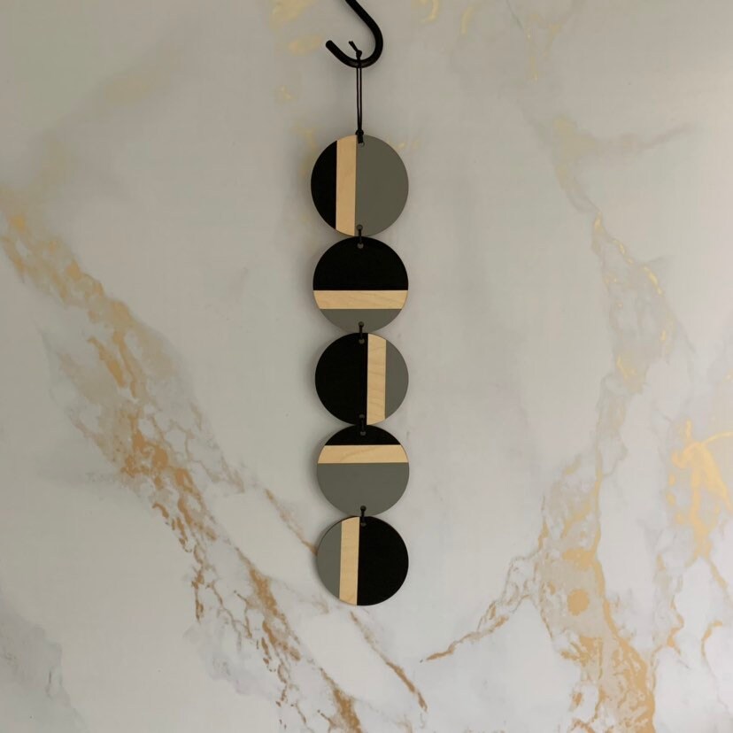 Wall Hanging Geometric Art Plywood Decor Monochrome