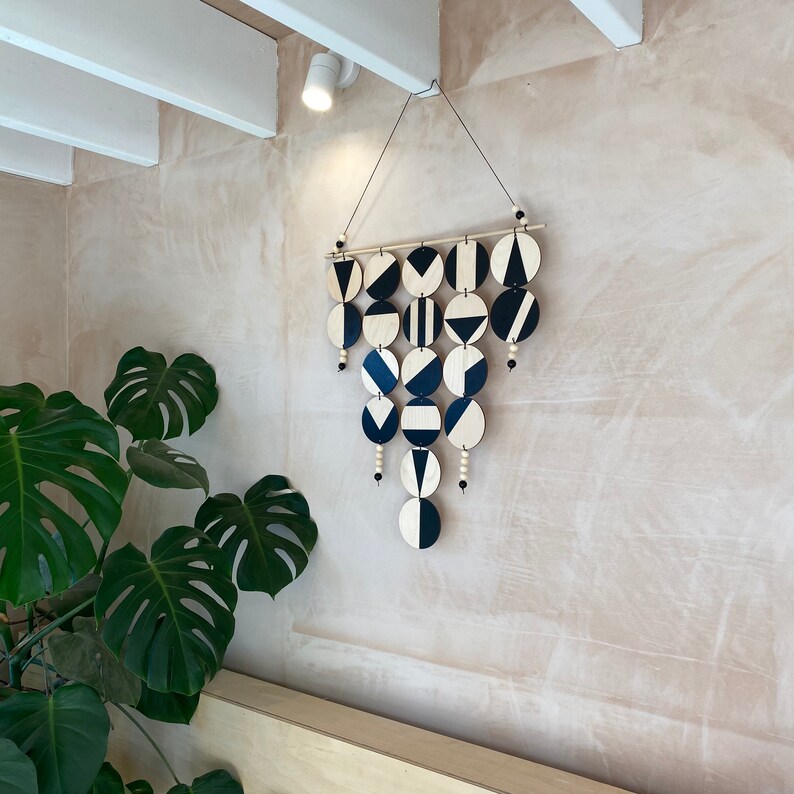 Black Geometric Wall Hanging Large Wall Art Monochrome Art Etsy