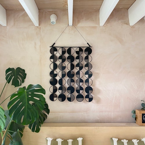 Black Geometric Wall Hanging Large Wall Art Monochrome Art Etsy UK