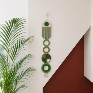 Green Modern Wall Art - Handmade Birch Plywood Hanging - Green Home Decor - Mid-Century Wall Decor - Unique Wood Pattern - Green Bedroom Art