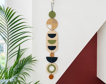 Geometric Wood Wall Hanging – Mid-Century Modern Art, Home Decor