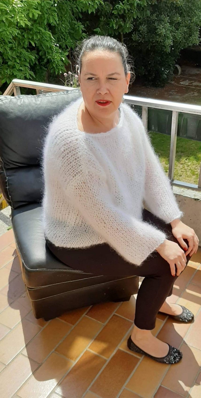 White mohair sweater Handmade White mohair sweater Wedding sweater