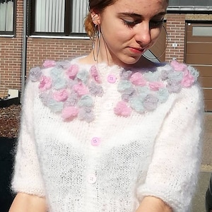 Mohair cardigan. Short vest. Feminine mohair vest. borderry