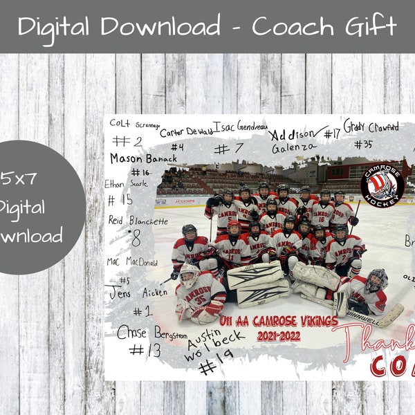 Cadeaux d'entraîneur de hockey | Cadeau des entraîneurs | Cadeau photo de l'équipe de hockey | Équipe de hockey personnalisée imprimable | Cadeau d'équipe | Cadeau du directeur | NUMÉRIQUE