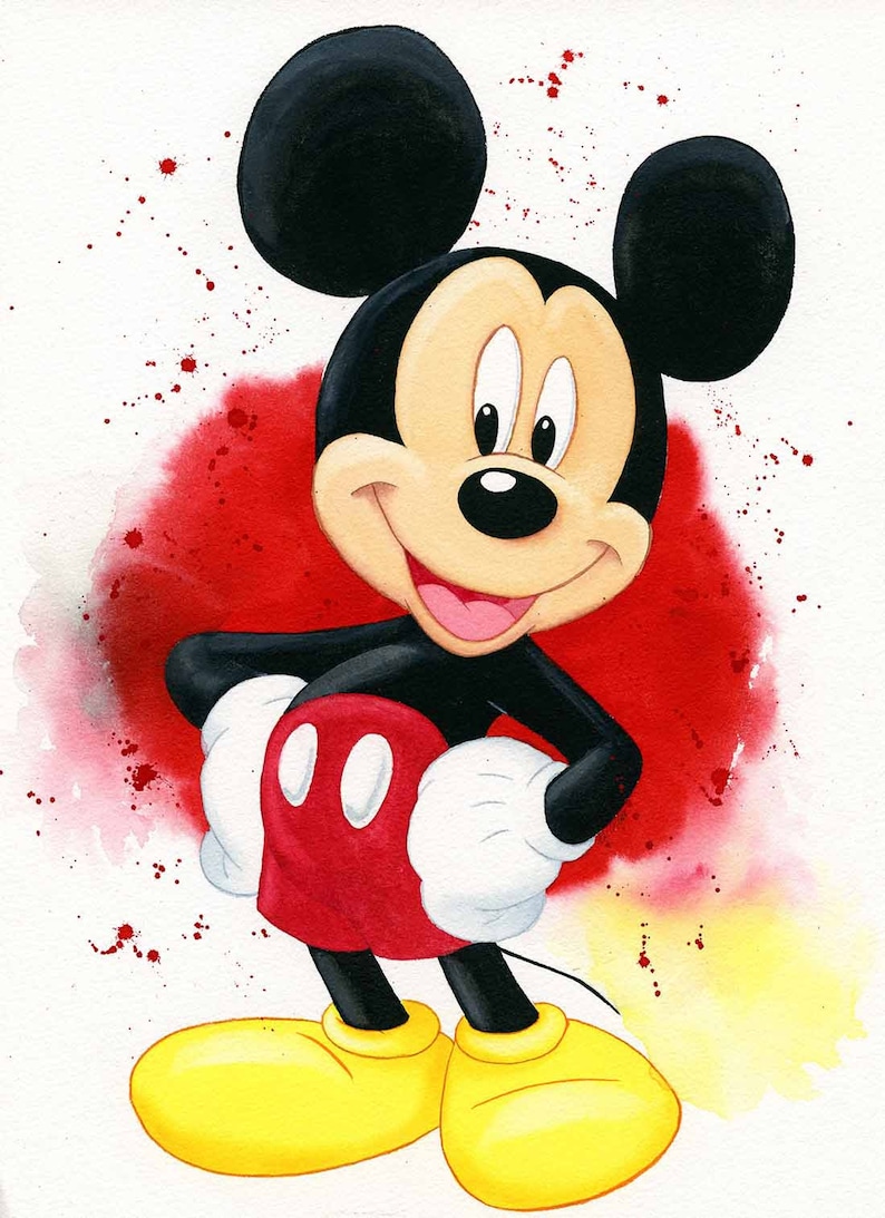 Mickey Mouse original watercolor art for giftfor herdisney | Etsy