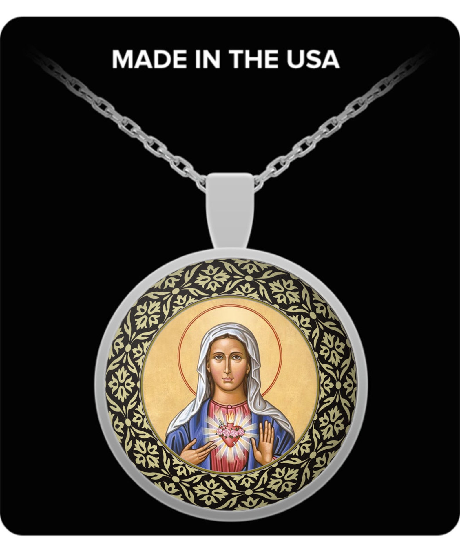 Virgin mary heart necklace Clearance