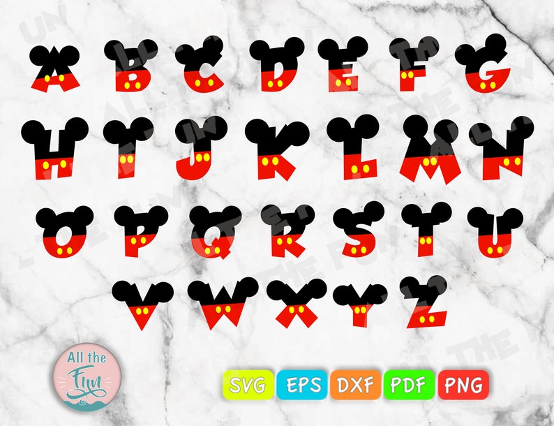 Download Mickey Font Svg Mickey Mouse Alphabet svg Disney Letters ...