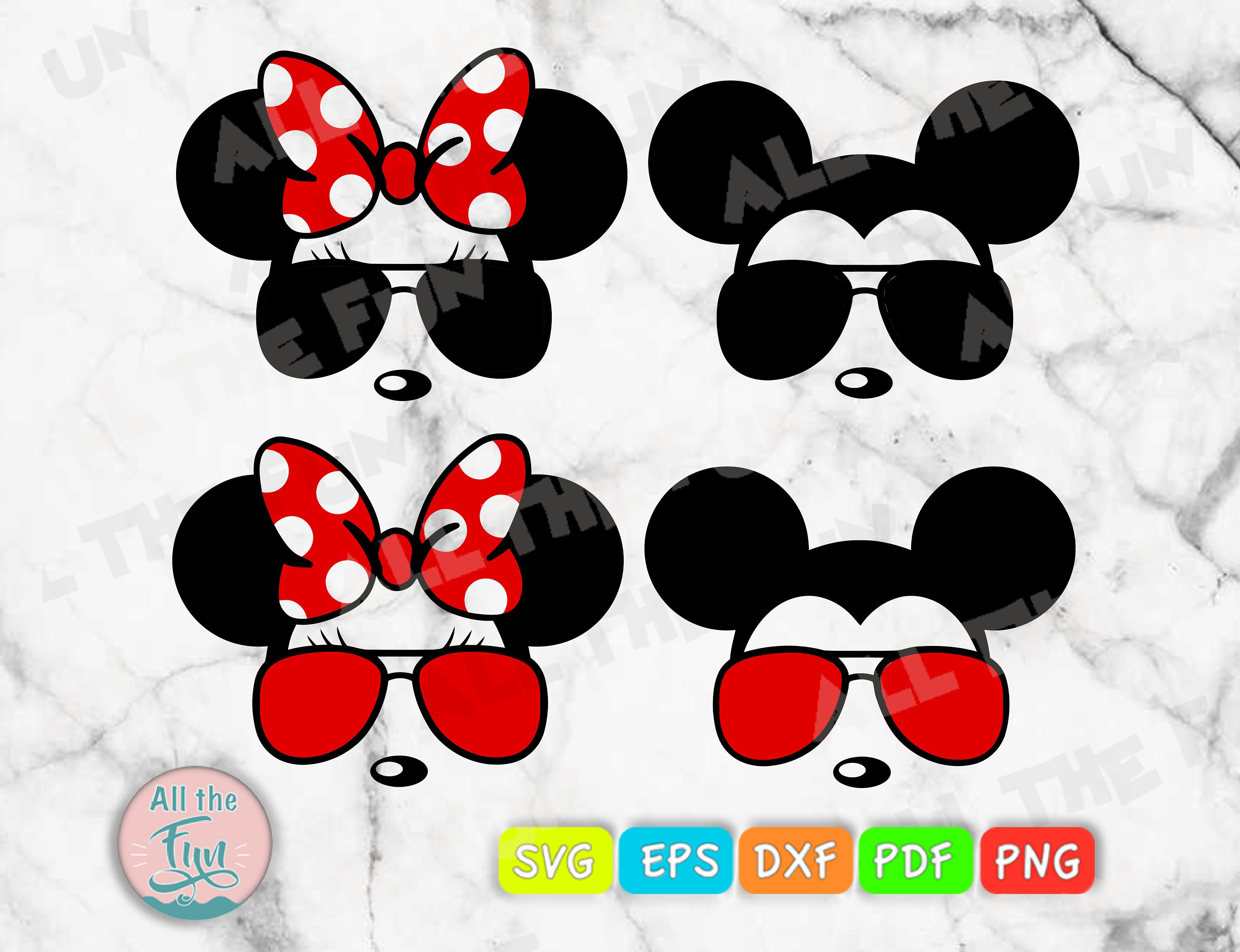 Mickey Mouse Sunglasses svg, Minnie Mouse Head svg, Mickey Mouse svg, Min.....