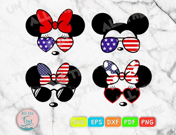 Download Minnie With American Flag Sunglasses Svg Mickey Us Flag Etsy