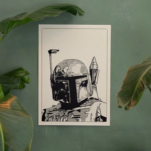 Boba Fett Portrait Digital Download Print At Home/Star Wars Printable Art/ Sith Cartoon Wall Art For Living Room/Bedroom/Nursery/ Gameroom