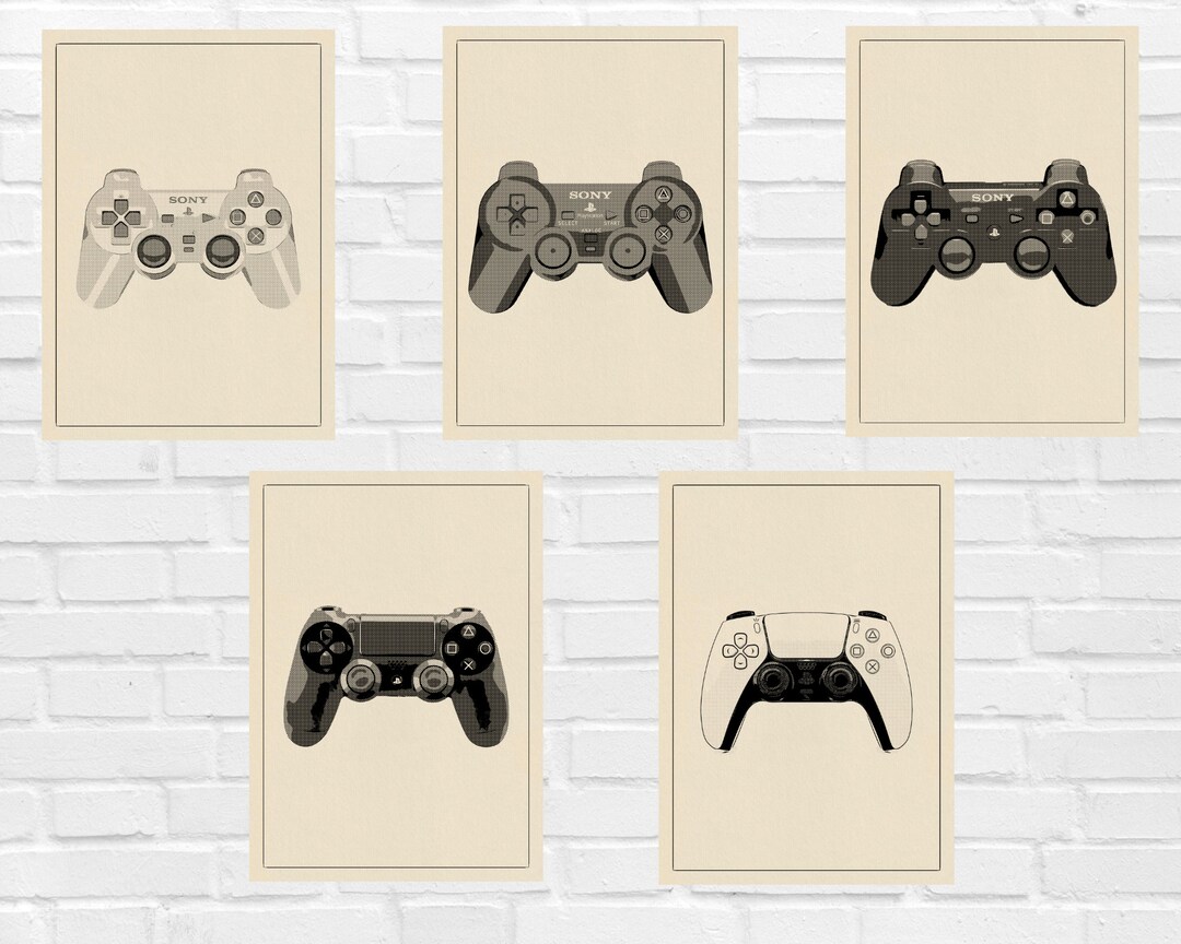 5 Gaming Controller Evolution Printable Poster/ Gameroom Digital Poster