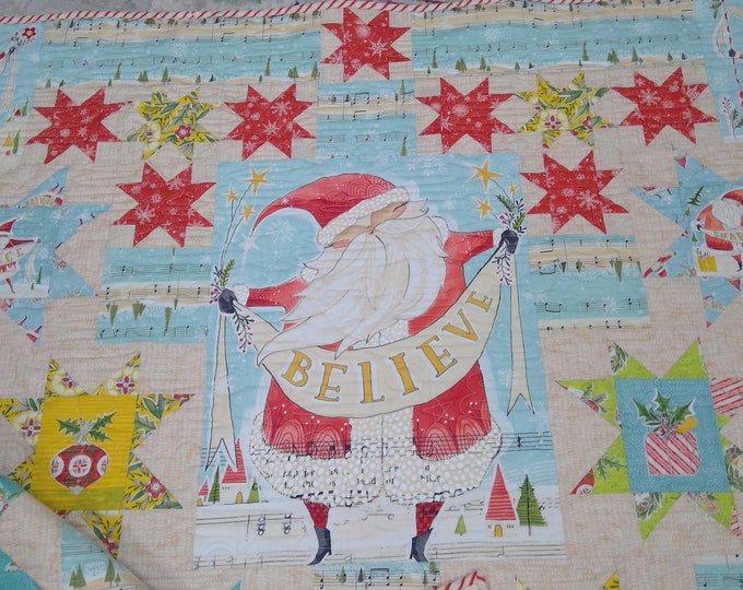 Handmade Christmas Quilt, Finished Quilt, Farmhouse Quilt, Holiday