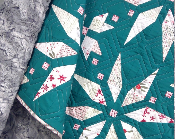 Handmade Christmas Quilt, Handmade Scandinavian Star Quilt, Modern