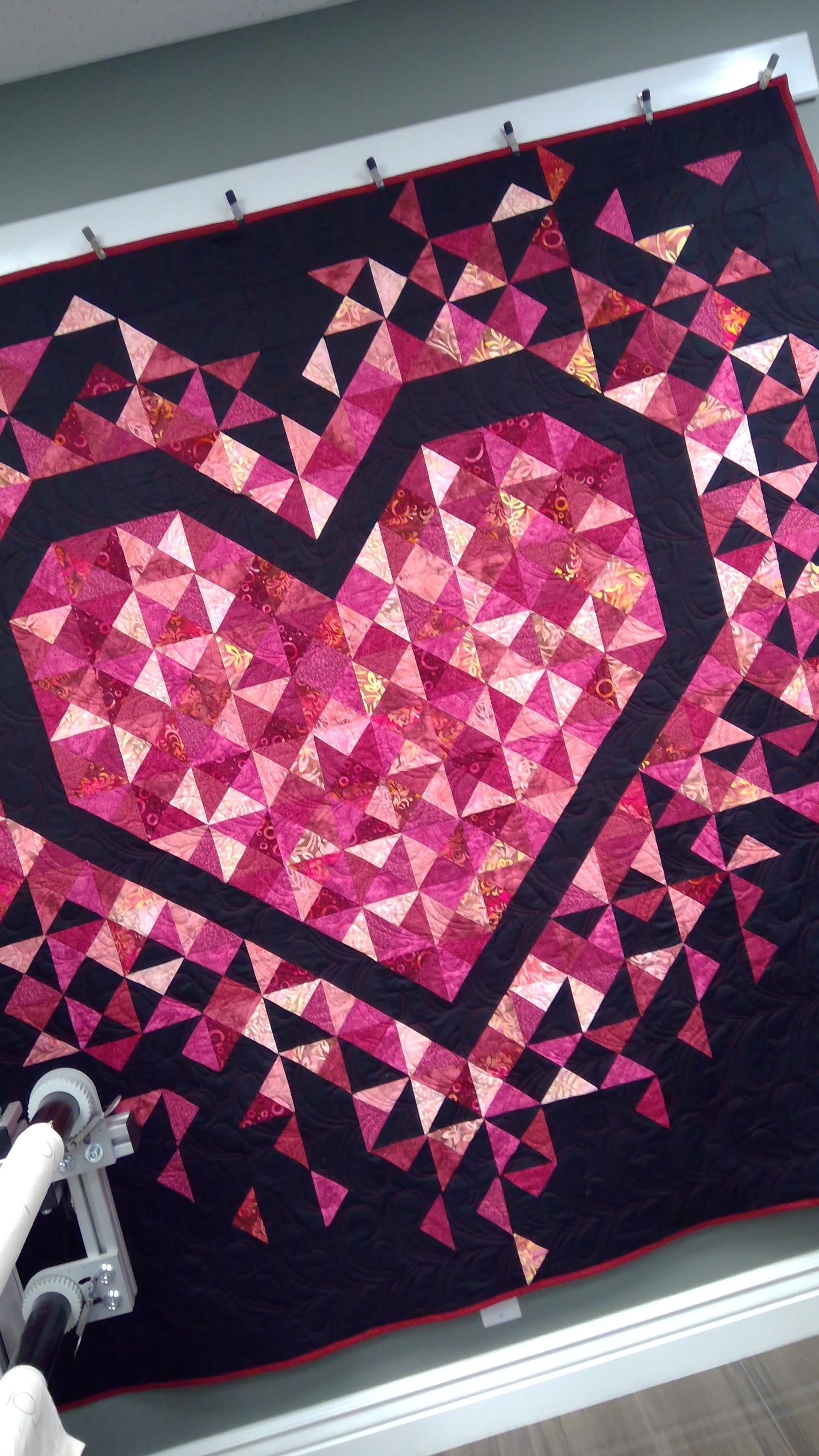 Exploding Heart Handmade Quilt, Finished Quilt, Valentine Quilt, Batik ...