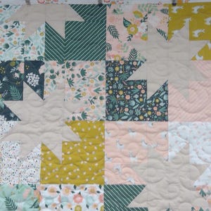Handmade Baby Quilt: Hibiscus Riley Blake Fabric, nursery quilt, crib quilt, quilts for sale, finished quilts, baby girl quilts