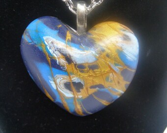 Collar/necklace/polymer paste (Fimo)/polymer clay/stainless steel/heart/heart/pendant/during