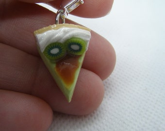 Charm/pendant/pendant/pie/tart/kiwi/charm/clay polymer clay / silver / lobster clasp for pouch, jewelry ets