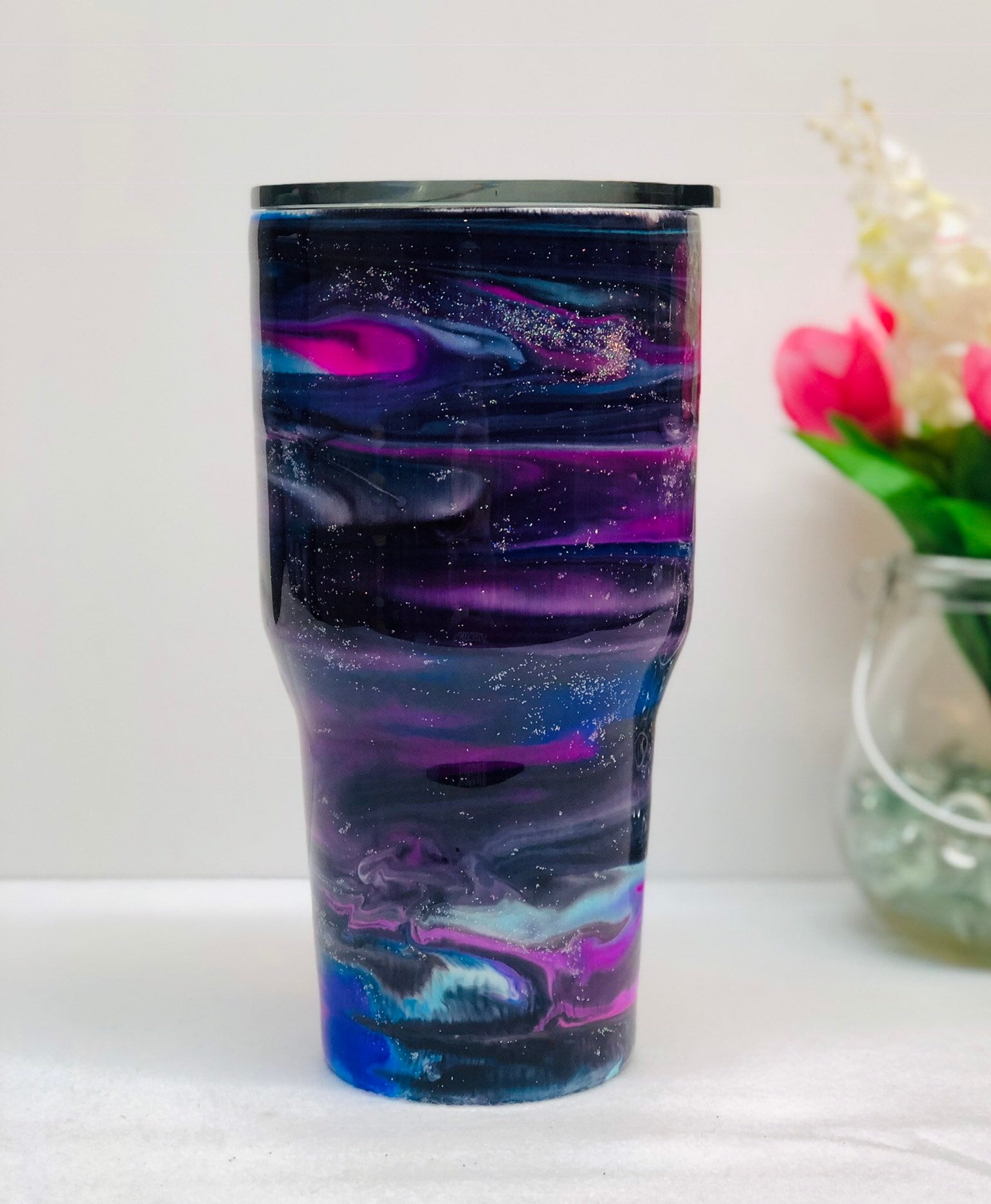 Galaxy Tumbler - 30oz Ozark Trail With Straw Custom Epoxy Tumbler