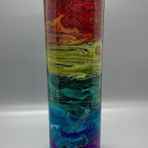 Rainbow alcohol ink 30 ounce skinny tumbler