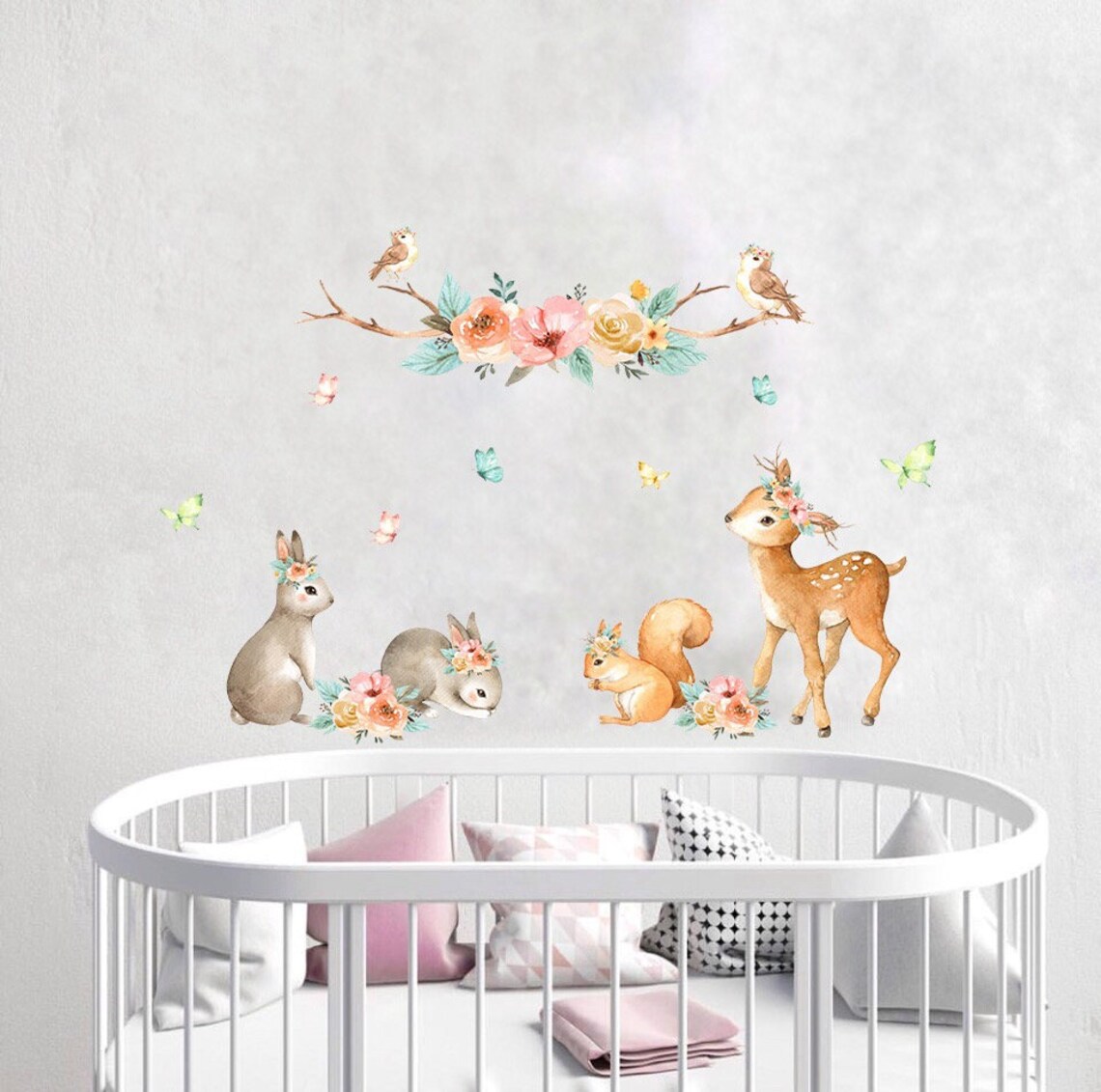 Woodland Nursery Wall Decal for Kids Forest Art Sticker Decor Etsy