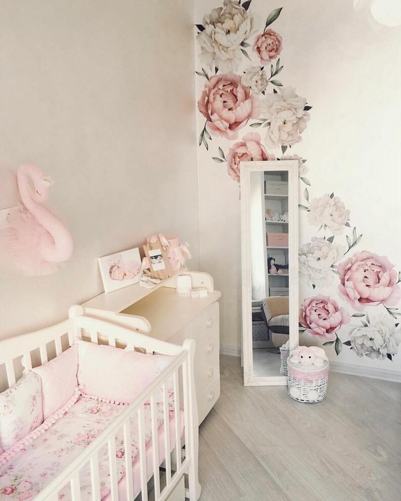 Flowers Nursery Decal Vinyl Stickers Peony Decals for Girl Etsy