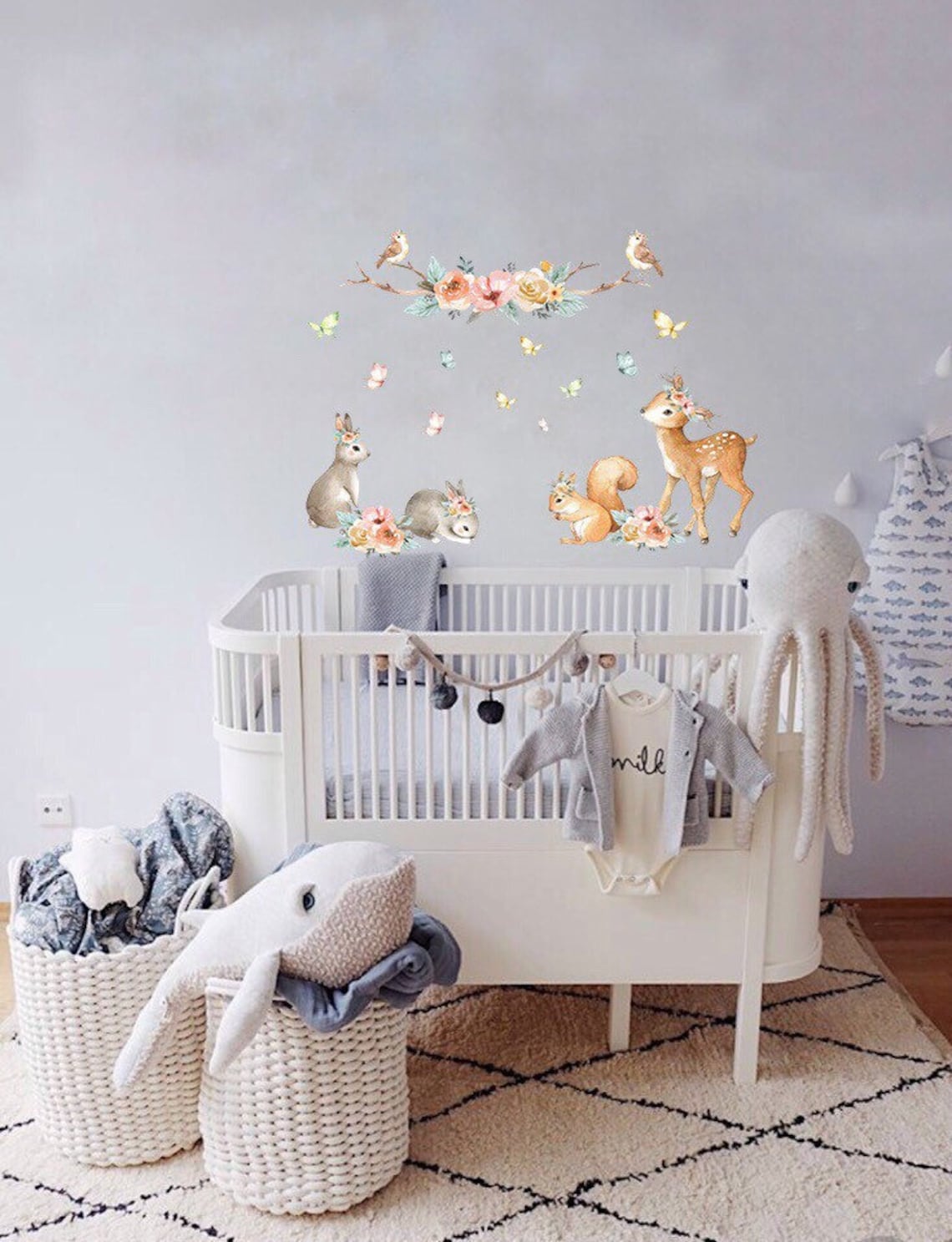 Woodland Nursery Wall Decal for Kids Forest Art Sticker Decor Etsy