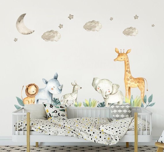 Jungle Animal Wall Stickers Design for Baby Boys or Girls Nursery Room