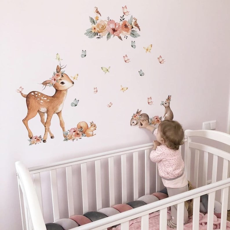 Forest animal wall decal woodland theme butterfly birds and Etsy