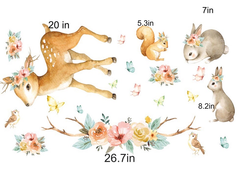 Forest animal wall decal woodland theme butterfly birds and Etsy