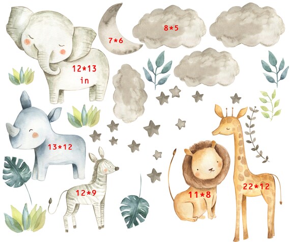 Safari Nursery Decor Wall Stickers Kids Wall Decal Baby Boy Boy Nursery Decal Jungle Wall Stickers Baby Boy Decor Jungle Nursery